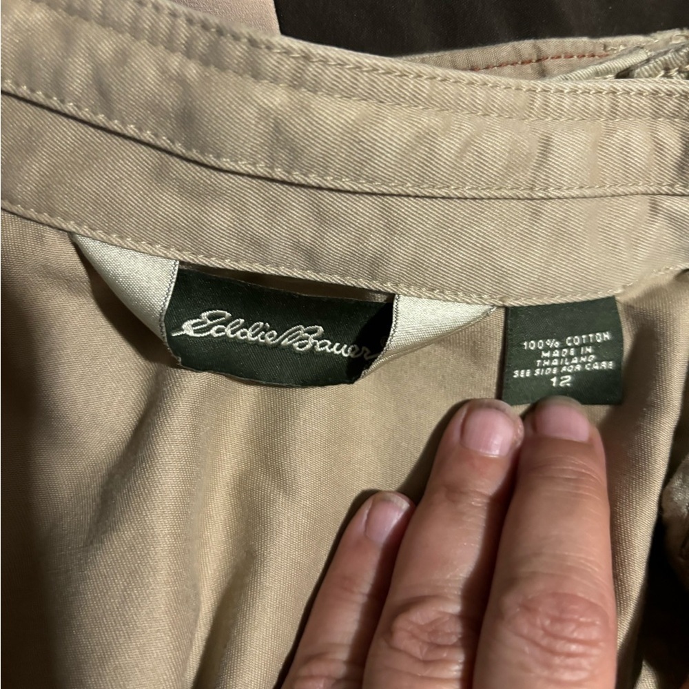 Vintage Eddie Bauer 2pc skirt and jacket set tan size 12 safari style - Picture 15 of 15